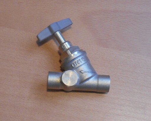 VSH brass stop cock 22 x 22mm, with drain system 1/4" brass