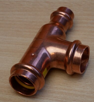 Viega Profipress G T-piece, 22 x 22 x 15 mm copper, gas, press fitting