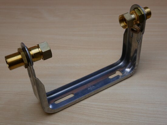 Water meter bracket incl. couplings, stainless steel, KIWA, l = 190 mm, 1" x 1"