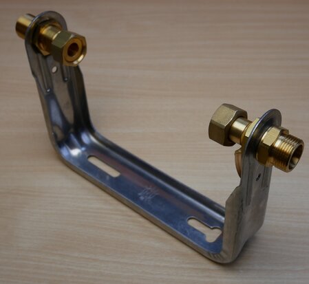 Water meter bracket incl. couplings, stainless steel, KIWA, l = 190 mm, 1" x 1"