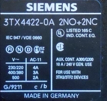 Siemens auxiliary contact block 3TX4 422-0A