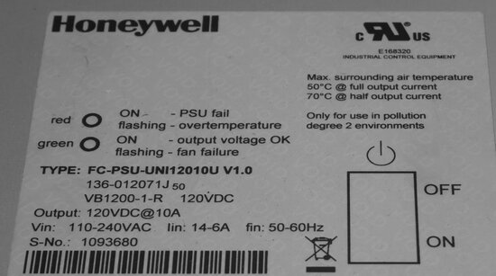 Honeywell FC-PSU-UNI12010U V1.0 voeding