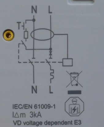 AEG 694859 earth leakage circuit breaker 1P+N, B Kar. 10A, 30mA, 6kA