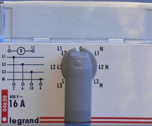 Legrand Omschakelaar nokkenschakelaar voor Amperemeter 4 standen 04650
