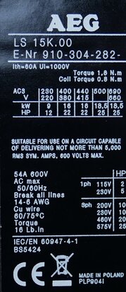 AEG LS 15K.00-55 contactor 3P 60A 24V, 135128