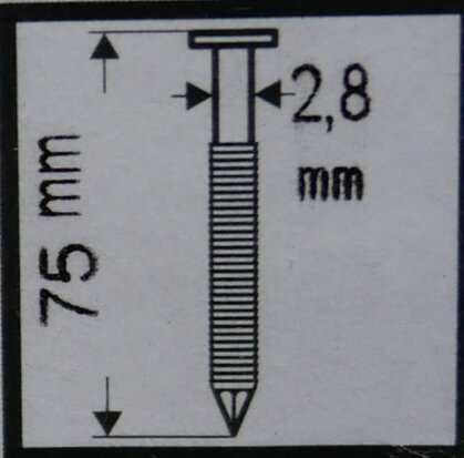 Bosch 2608200037 Rondkopstripspijker SN21RK 75RG 2,8 mm, 75 mm, verzinkt, gegroefd