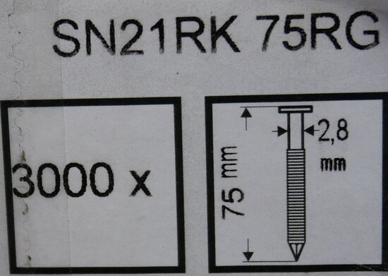 Bosch 2608200037 Round-head stripping nail SN21RK 75RG 2.8 mm, 75 mm, zinc plated, grooved