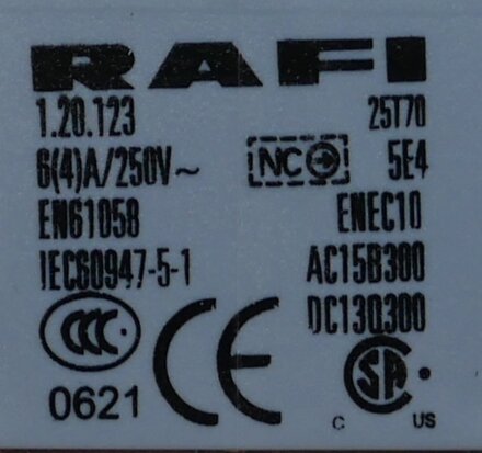 RAFI 1.20.123.022/0000 Contactelement 1x NC Moment 250 V
