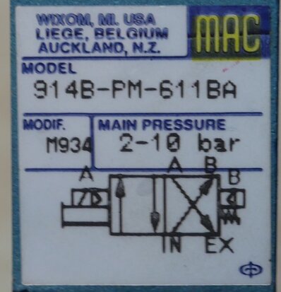 MAC 914B-PM-611BA magneetventiel 4way 24VDC (gebruikt)