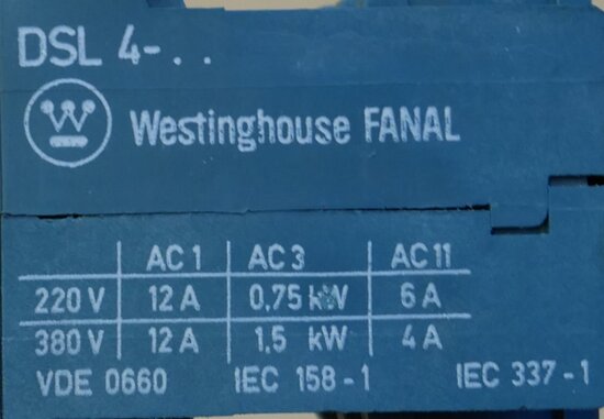 FANAL DSL 4-31 magneetschakelaar 220V 50Hz