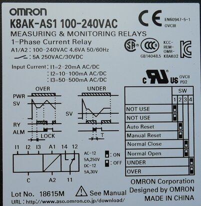 Omron K8AK-AS1 Meet en bewakingsrelais