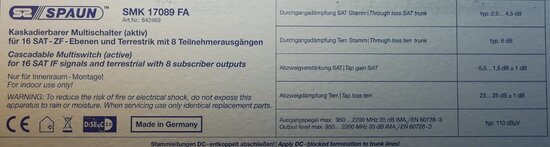 Spaun SMK 17089 FA cascade active multiswitch branch element 842469