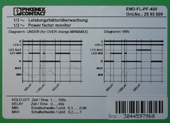 Phoenix Contact emd-FL-PF-400 bewakingsrelais voor belastingsbewaking, 2885809