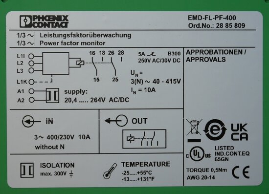 Phoenix Contact emd-FL-PF-400 bewakingsrelais voor belastingsbewaking, 2885809