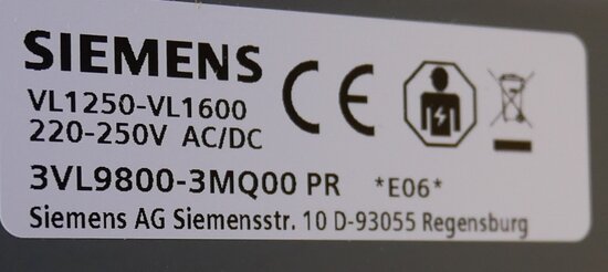 Siemens 3VL98003MQ00 Motorbediening VL1250 VL1600 220-250vac
