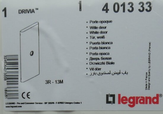 Legrand 401333 Drivia deur kast/lessenaar slotdeur kunststof wit