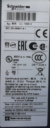 Schneider Electric LC1D65008P7 tesys magneetschakelaar 230V ac 37KW 80A