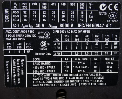 Eaton DILM32-01 magneetschakelaar ac 15KW 32a 24V, 277279