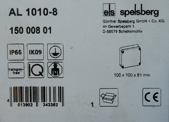 Spelsberg 15000801 Switch box empty 81x100x100mm wall mounting IP66 IK09