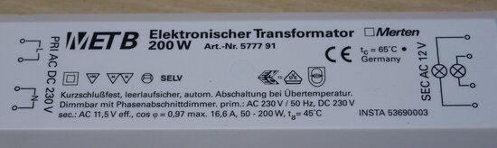 Merten 577791 Transformator 50-200W 12V