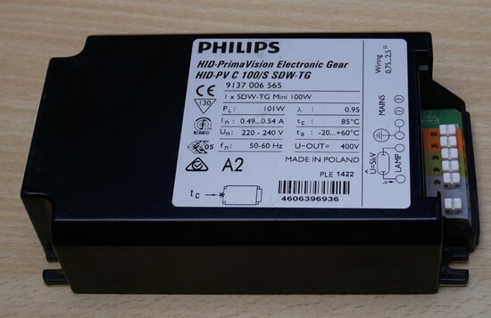 Philips 9137006565 voorschakelapparaat HID-PV 100 S SDW-TG 220-240V