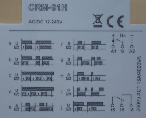 Eti CRM-91H Tijdrelais 1x16A 12-240VAC/DC 10f CRM91H-UNI, 380030122