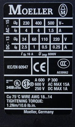 Moeller DILA-22 Hulprelais 110V AC 50HZ 2NO 2NC, 276396