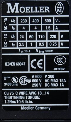 Moeller DILA-22 Hulprelais 230V AC 50HZ 2NO 2NC, 276399