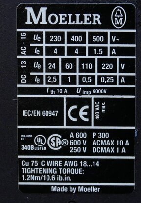 Moeller DILA-22 contactor 400V AC 50HZ 2NO 2NC, 276401
