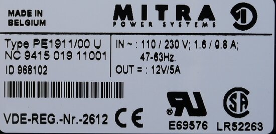 Mitra PE 1911/00 U Power Supply AC 110/230V 941501911001