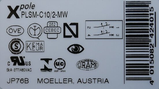 Moeller PLSM-C10/2-MW circuit breaker C characteristic 10A 242401