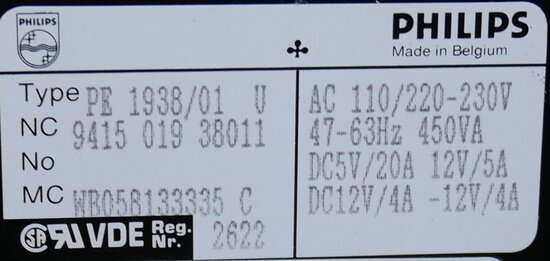 Philips PE 1938/01 U Power Supply AC 110/230V 941501938011