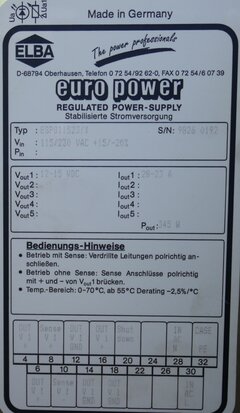 Elba ESP811523/x europower power supply 115/230 V AC