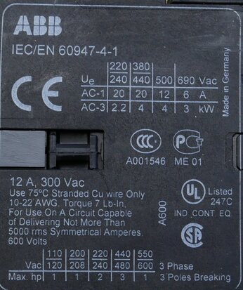 Abb GJL1213001R7101 magneetschakelaar 4KW 24V DC 12A 3P+1NO