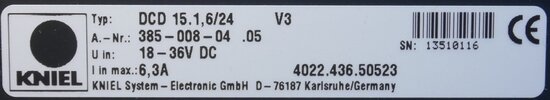 KNIEL DCD 15.1,6/24 V3 DC to DC converter 18-36V DC 385-008-04