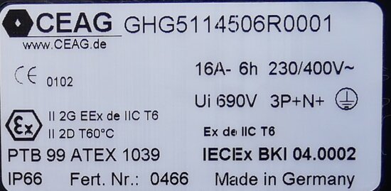 CEAG GHG5114506R0001 CEE socket 16A 400V 5P