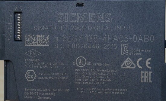 Siemens 6ES7138-4FA05-0AB0 Digital Input Module 16 I/P 24V DC SIMATIC DP Series