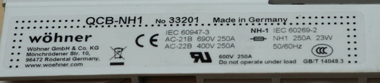 Wöhner QCB-NH1 fuse switch disconnector 250A