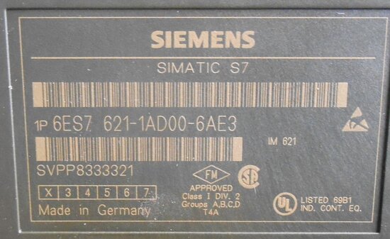 Siemens simatic S7 C7-621 Interface 6ES7 621 1AD00 6AE3