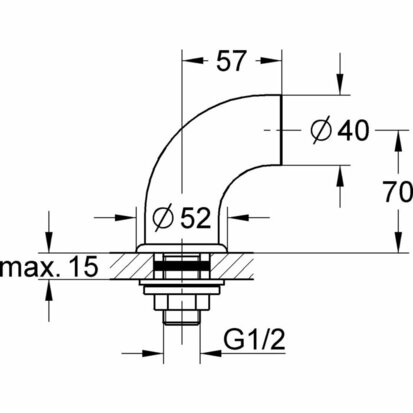Grohe 12060 connection 57mm DN15 plug lock chrome, 12060000