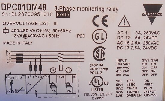 Carlo Gavazzi voltage phase monitoring DPC01DM48