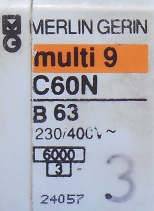 Merlin Gerin Installatieautomaat 24057 C60N 1-POLIG B63 AUTOMAAT 6KA