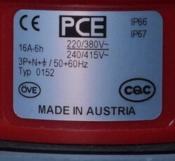 PCE 0152 stekker CEE 16A 6h 5P