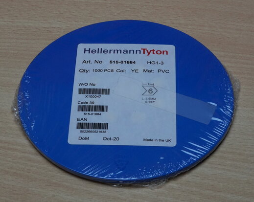 HellermannTyton 515-01664 Markeringstule 1-3 mm geel opdruk 6 (rol 1000 stuks)