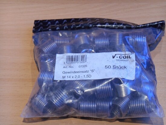 V-coil draadbus M14x2.0 1.5D 50 Stuks 07325