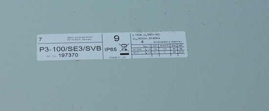 Eaton P3-100/SE3/SVB lastschakelaar Stalen Behuizing met lastscheider 100a 3P draaigreep 197370