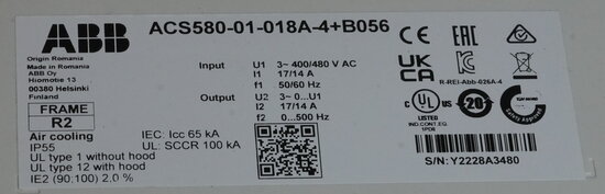 ABB ACS580-01-02A7-4+B056+J400+N2901 frequentieregelaar =< 1 kV 3AUA0000130331