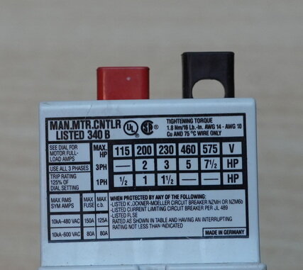 Klockner Moeller PKZM 1-10 motor protection switch 6 to 10 A