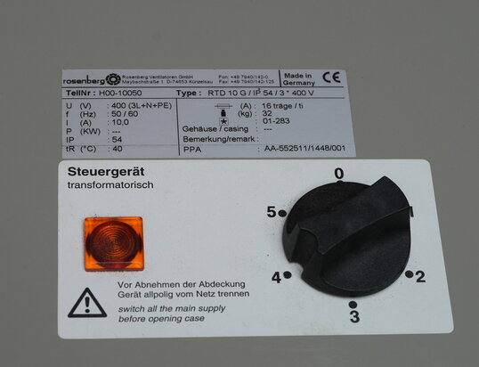 Rosenberg RTD 10 G Three-phase 5-step controller in enclosure H00-10050