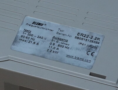 Blemo ER22-2.2K frequentieomvormer 2,2kW 3HP 200/240V~